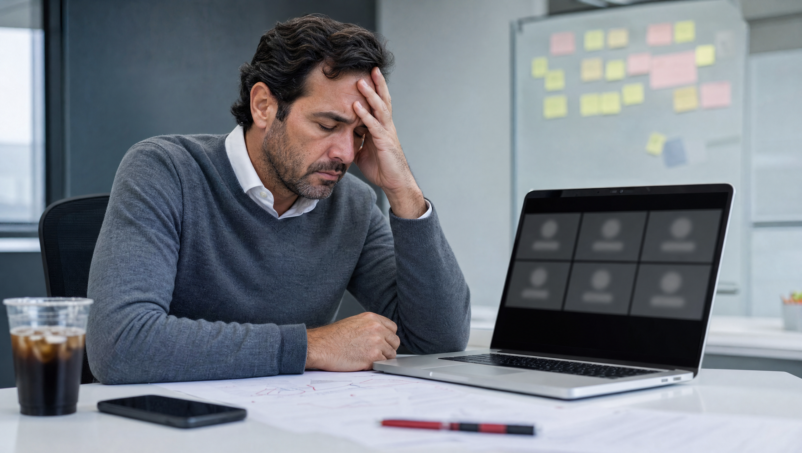 Empresario español revisando errores de contratación de talento remoto internacional